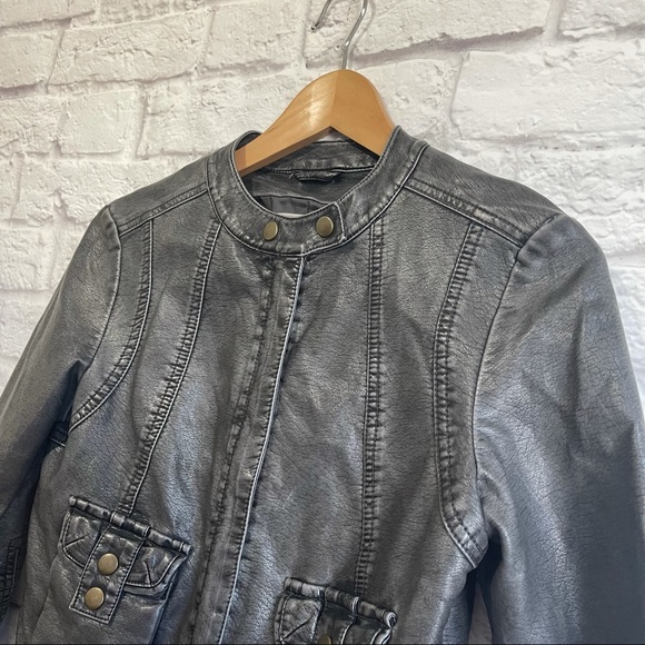 URBAN OUTFITTERS SILENCE & NOISE Faux Leather Moto Biker Jacket - Picture 5 of 14